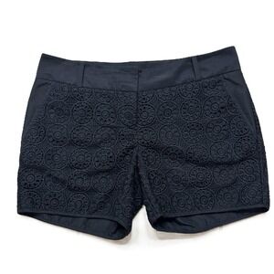 The Limited Woman's Zip Shorts 8 Navy Lace Crochet With Lining Dressy & Brunch